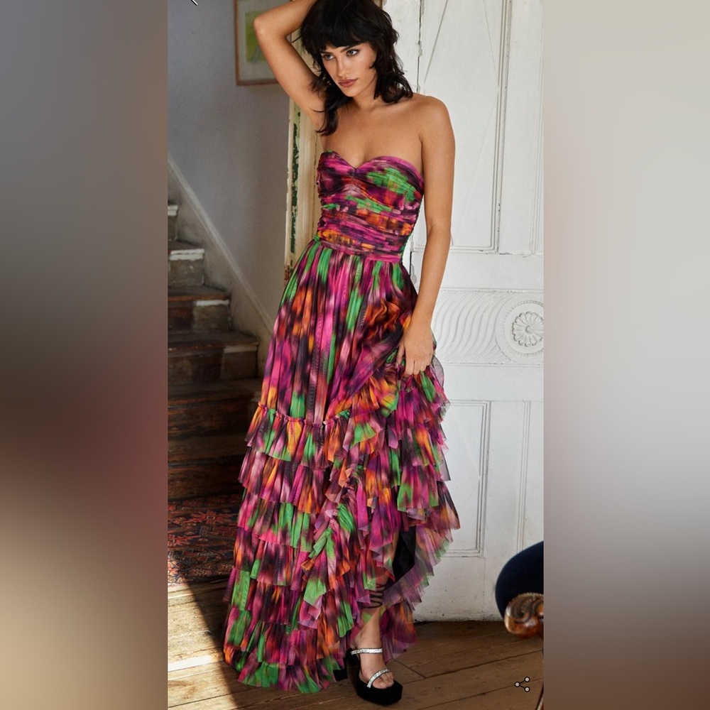 Nasty Gal multicolored floor length Dress. Gorgeous!! Size 4.